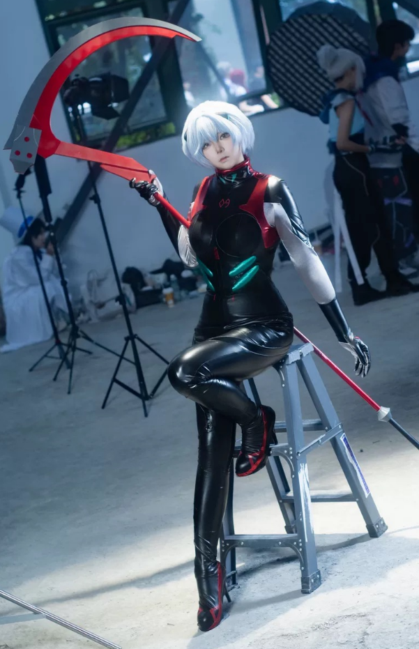 Cosplay Anime Black - Ayanami Rei sexy black leather jumpsuit