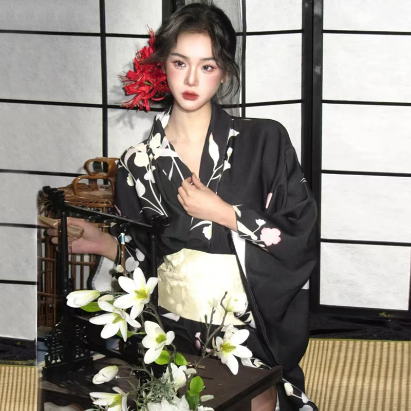 Black Japanese Kimono Gothic A - مراجعة Asian Cosplay Anime وسعره