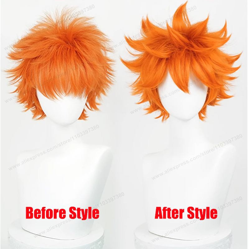 Hinata Shoyo Cosplay Wig 26cm  - مراجعة Anime Cosplay Orange Hair وسعره
