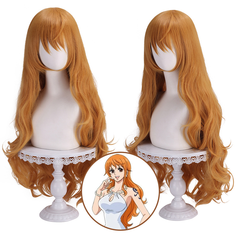 Long Wavy Synthetic Wig Orange - مراجعة Anime Cosplay Orange Hair وسعره