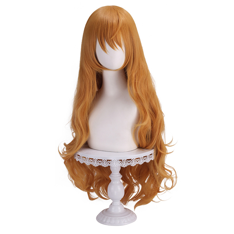 Long Wavy Synthetic Wig Orange - مراجعة Anime Cosplay Orange Hair وسعره