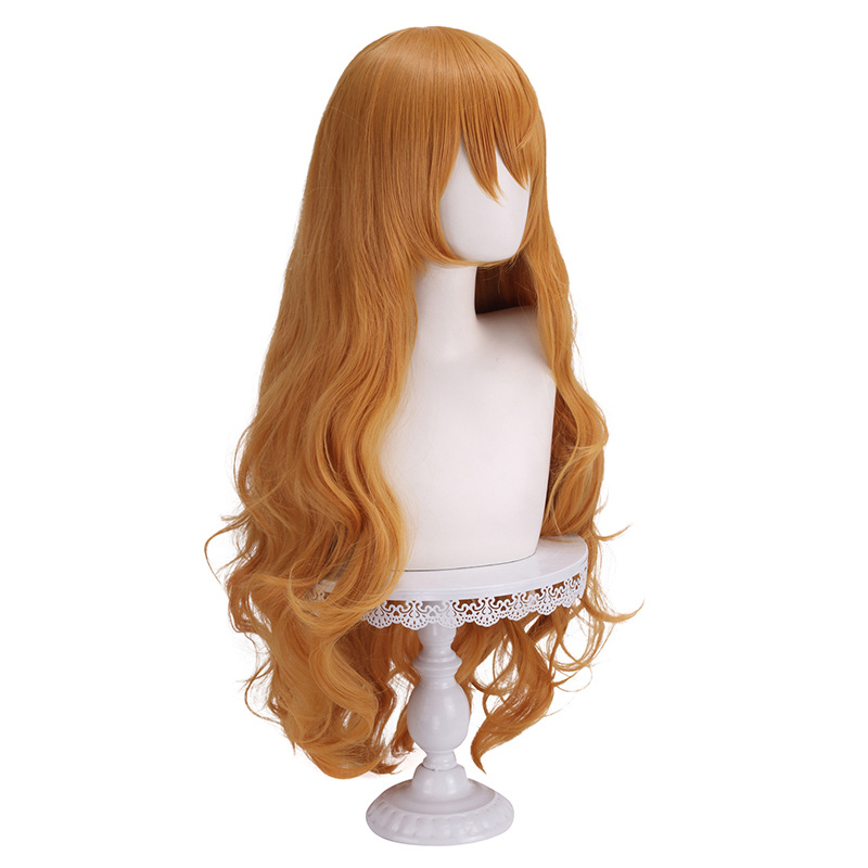 Long Wavy Synthetic Wig Orange - مراجعة Anime Cosplay Orange Hair وسعره