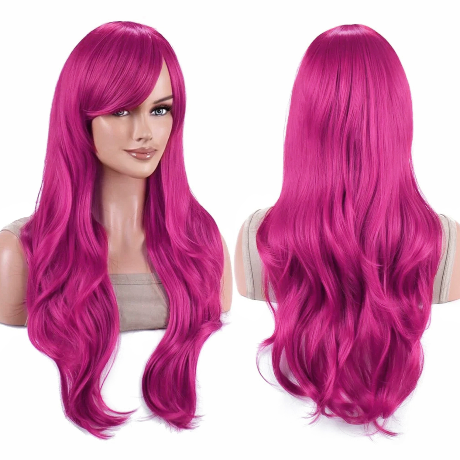 Synthetic Hair Long Wavy Brigh - مراجعة Anime Cosplay Orange Hair وسعره