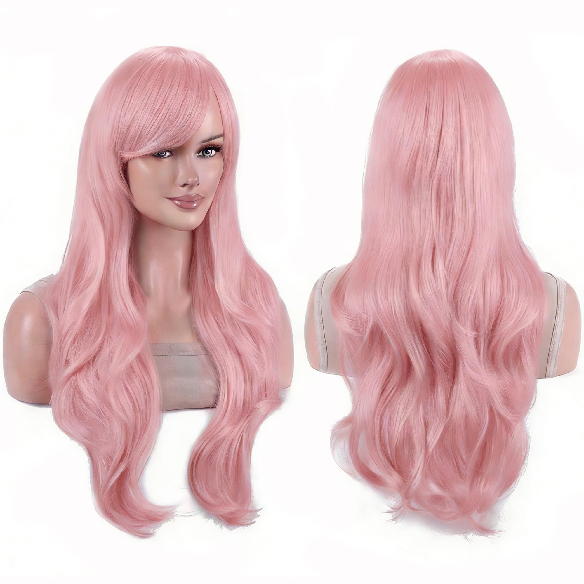Synthetic Hair Long Wavy Brigh - مراجعة Anime Cosplay Orange Hair وسعره