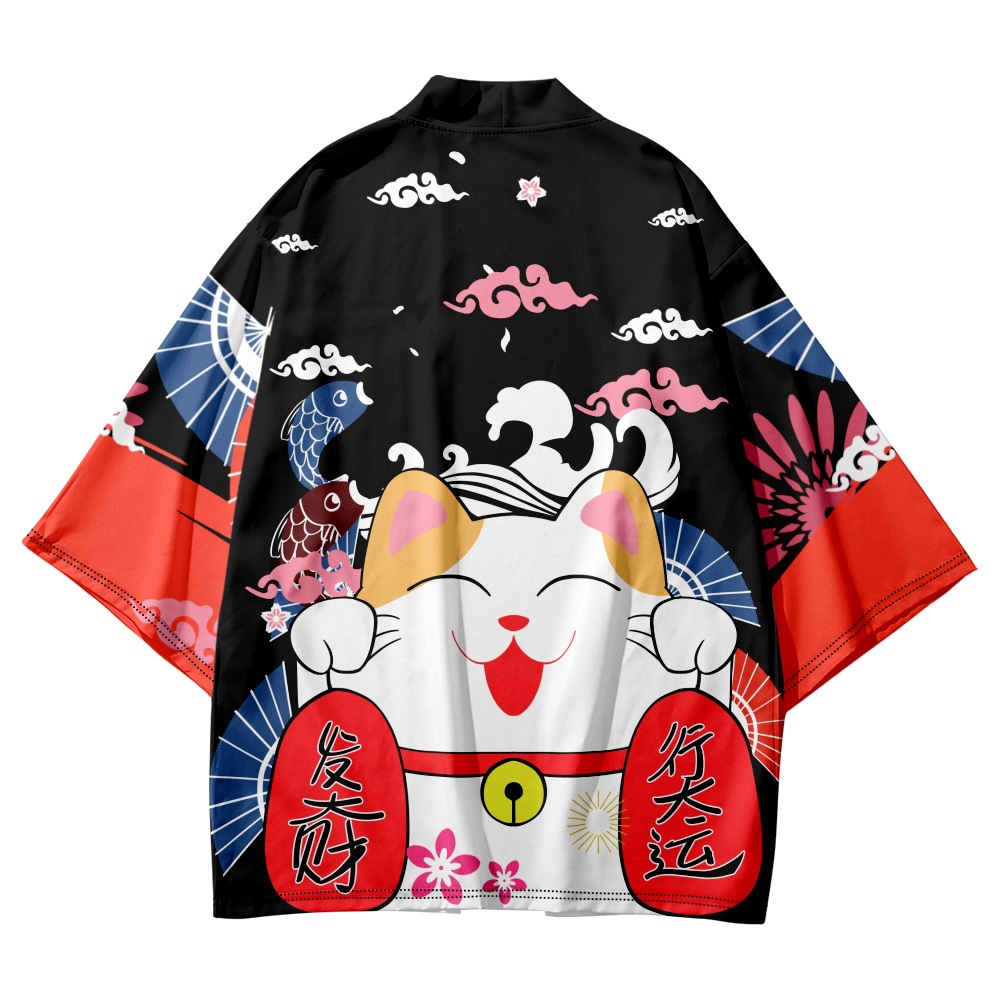 Yukata Cosplay Cat Print Cardi - مراجعة Asian Cosplay Anime وسعره