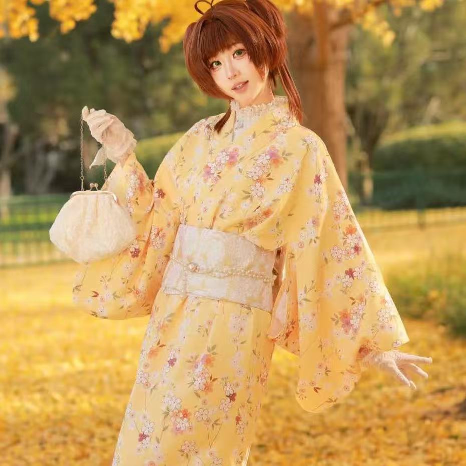 Cute Yellow Kimono Girls Japan - مراجعة Asian Cosplay Anime وسعره