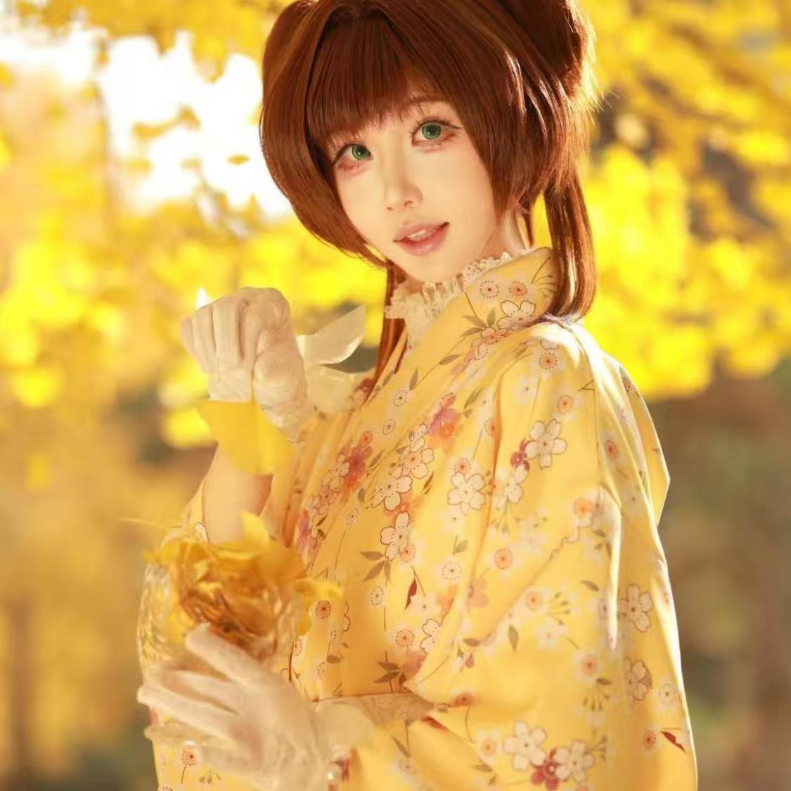 Cute Yellow Kimono Girls Japan - مراجعة Asian Cosplay Anime وسعره