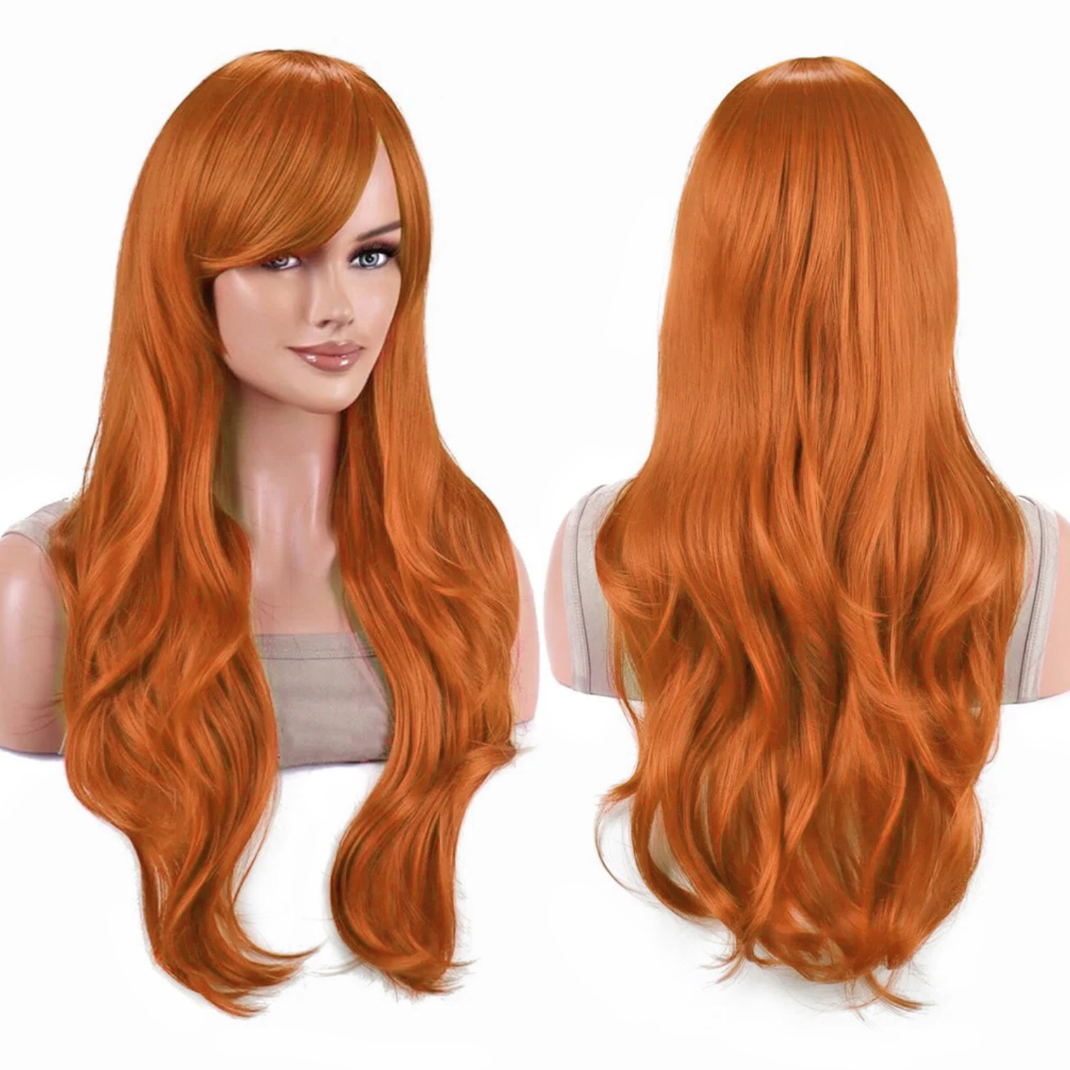 Synthetic Hair Vibrant Orange  - مراجعة Anime Cosplay Orange Hair وسعره