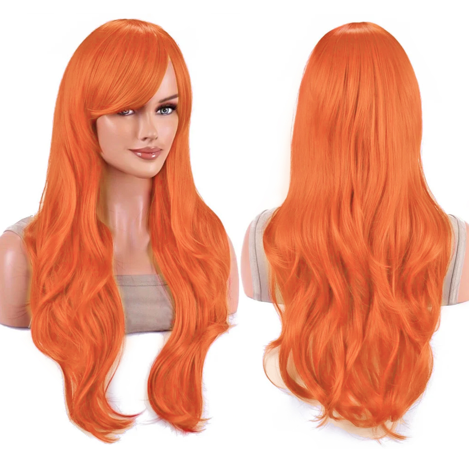 Synthetic Hair Vibrant Orange  - مراجعة Anime Cosplay Orange Hair وسعره